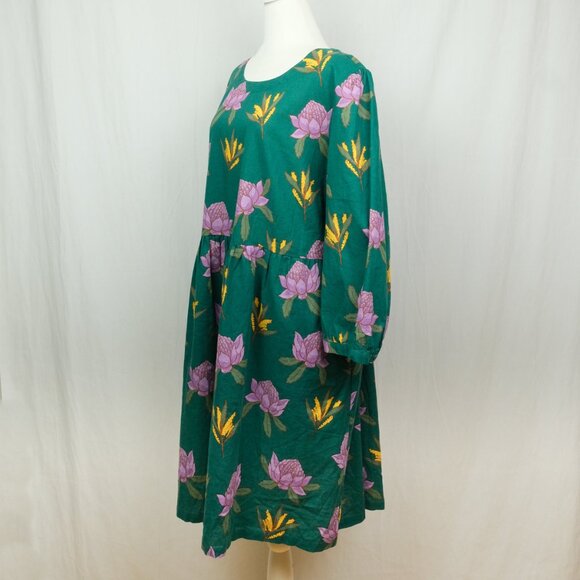 NWT Princess Highway Babydoll Dress Floral Print Green Purple Size 20 - Picture 3 of 7